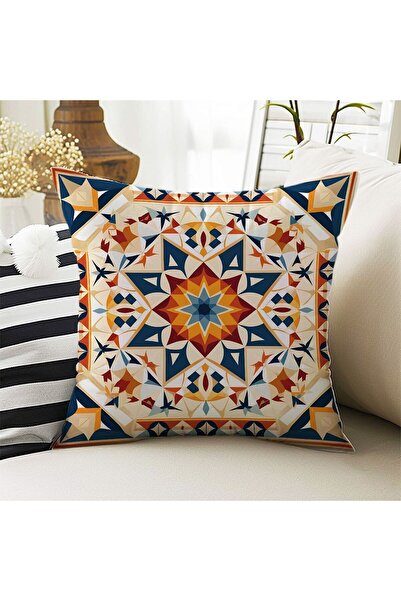 Else Halı 4 lü Set Kırlent Kılıfı Vintage Retro Desenli Dijital Baskılı