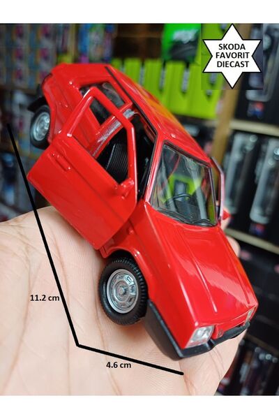 OYUNCAKSAHİLİ SKODA FAVORİT DIECAST ORİJİNAL KOLEKSİYON METAL FAVORIT ARABA KAPILAR AÇILIR ÇEKBIRAK KIRMIZI