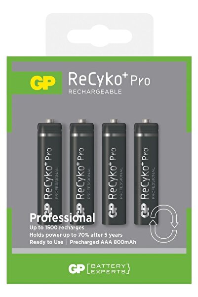 GP Batteries GP AAA 800 mAh Şarjlı İnce Kalem Pil 4'lü Paket Recyko