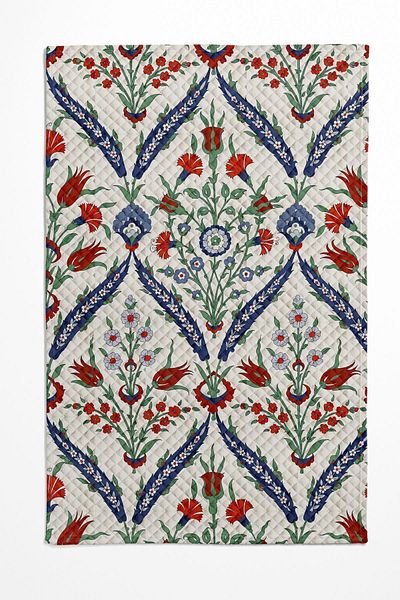 Else Dekor Model de lalele din faianță otomană - Set de pat decorativ imprimat piqué, dublu