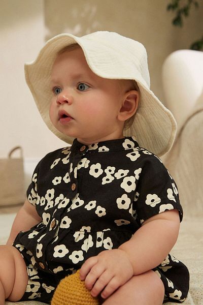 Next Baby Ecru Wide Brim 100% Cotton Hat