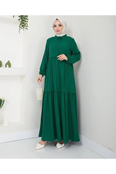 YILMAZBARMAZ Γυναικείο φόρεμα γιακά πουκάμισου από ύφασμα βισκόζης