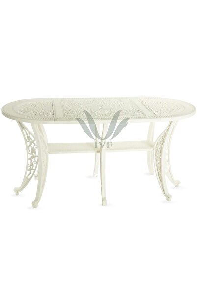 Ceritti Ferforje Görünümlü Oval Masa, Bahçe, Balkon Ve Dış Mekanda Kullanılab...