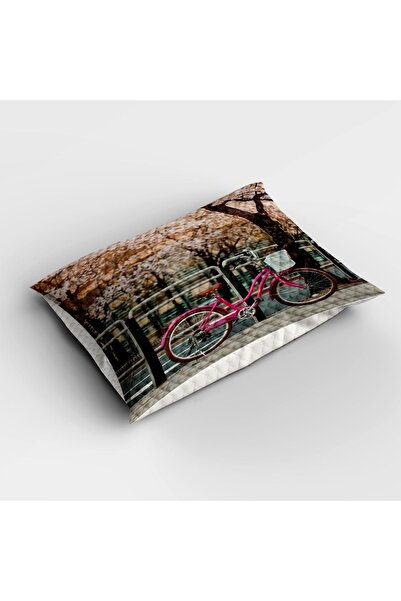 Else Dekor Рожевий велосипедний візерунок - декоративний покривало на ліжко, односпальний комплект