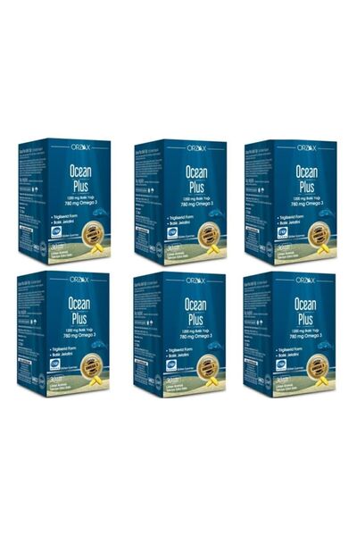 Ocean أوشن بلس 1200 ملجم زيت السمك بنكهة الليمون 30 كبسولة*6 قطع