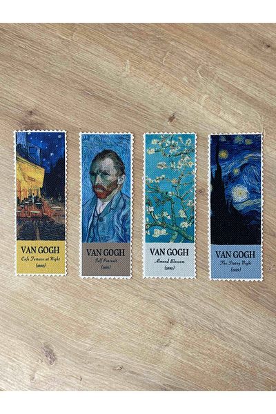 pamukcanta إشارة مرجعية Van Gogh - تصميم فني، قابل للغسل (4 قطع)