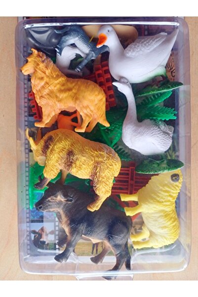 OYUNCAKSAHİLİ Çiftlik Evcil Oyuncak Hayvan Kaz Ördek Köpek Koç Boğa Keçi Ağaç Tavuk Horoz Çit Ağaç