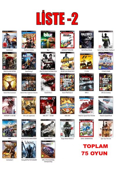 wiola Sony Ps3 Slim 750 Gb 75 Oyun 2 Kablosuz Kol (YENİLENMİŞ) Garantili Ürün