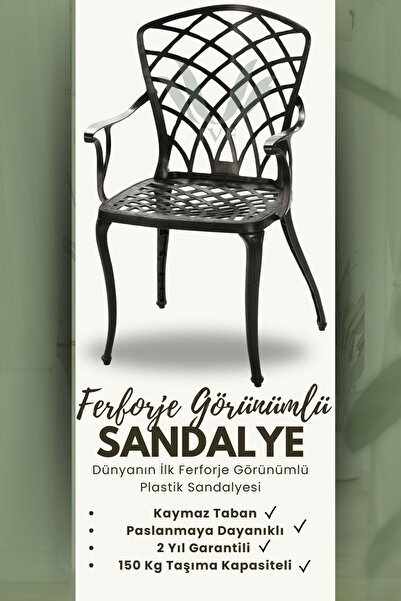 Ceritti Ferforje Görünümlü, Dış Mekan Kullanımına Uygun, 150Kg Taşıma Kapasit...