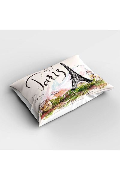 Else Dekor Paris Eiffel Tower Patterned - Digital Printed Single Child Bedspread and Pillowcase