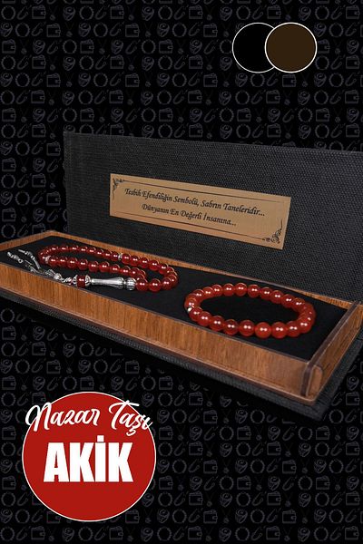 TESBİHCİBABA Men's Gift 'Grain of Patience' - Natural Stone Prayer Beads and Bracelet Set