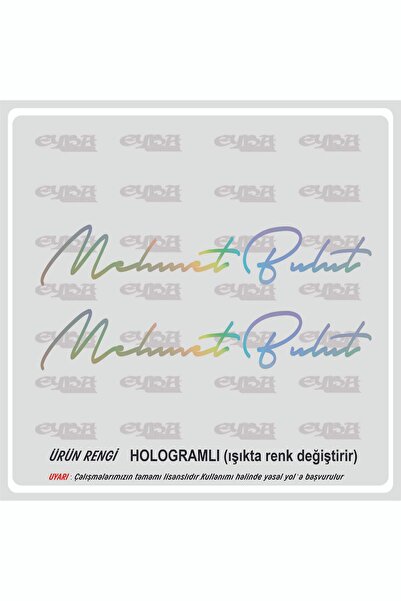 EYBA STİCKER Size Özel Isim Imzası HOLOGRAM 2 Adet Ad Soyad Imza Etiket-20x4 ...