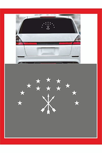 EYBA STİCKER Adige Çerkez Bayrak Sembolü Araba Sticker 33x20cm - Oto Sticker