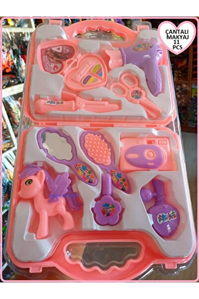 OYUNCAKSAHİLİ Çantalı Makyaj Güzellik Çantası 11 parça Oyuncak Fön Fotoğraf A...
