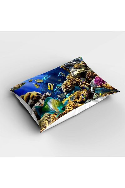Else Dekor Tropical Fishes Patterned Digital Printed - Single and Child Bedspread and Pillowcase
