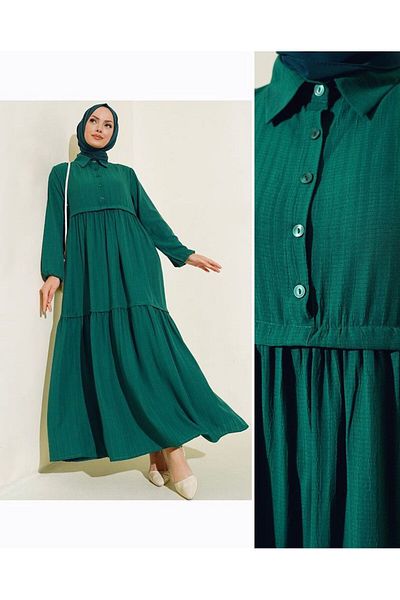 modasindoma Viscose Fabric Shirt Collar Women's Dress
