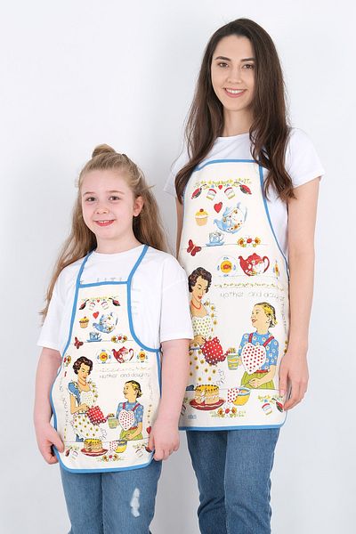 GÜLCÜ Liquid Proof Waterproof Kitchen Apron Set with Mother and Daughter - Mother and Daughter