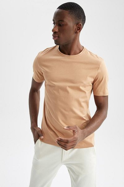 DeFacto Μπλουζάκι με λαιμόκοψη Regular Fit Premium Mercerized Crew