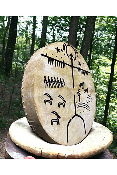 Genel Markalar İmece Şaman Davulu (KAM DAVULU) Özel Motifli Tokmak Ve Kılıf H...