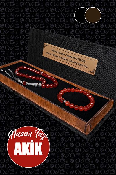 TESBİHCİBABA Men's Gift - Never Leave Your Loved Hand Natural Stone Rosary and Bracelet Set Best Gift