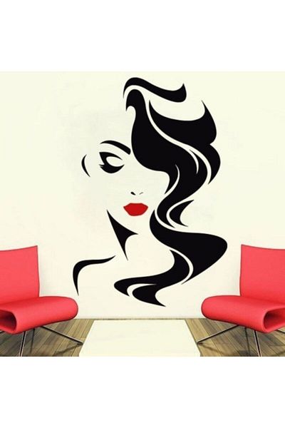 Universal Autocolant de perete pentru salon de frumusețe Autocolant pentru buze roșii pentru salon de coafură