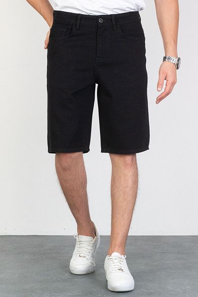 HLT JEANS Pantaloni negri pentru bărbați, îmbrăcăminte largi, relaxate, 100% bumbac, blugi largi, blugi, pantaloni scurți ARTHUR-BLACK
