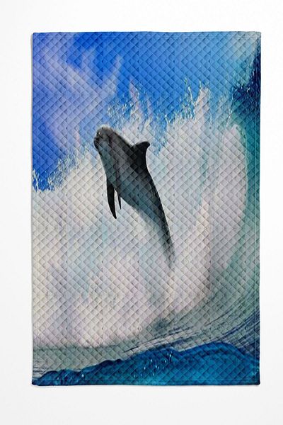 Else Dekor Imprimat cu model de delfin mare - Set de pat cu o singură pernă din piqué
