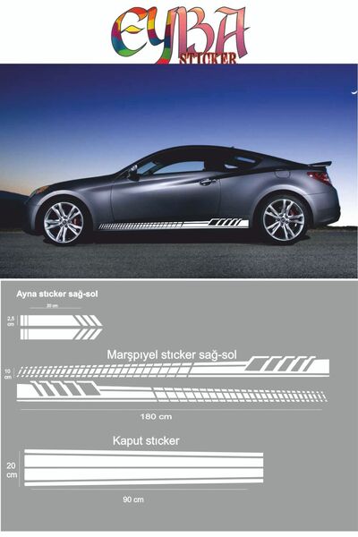 EYBA STİCKER ملصق سيارة هزاز وغطاء محرك السيارة ومرآة جانبية - ملصق سيارة - 5...