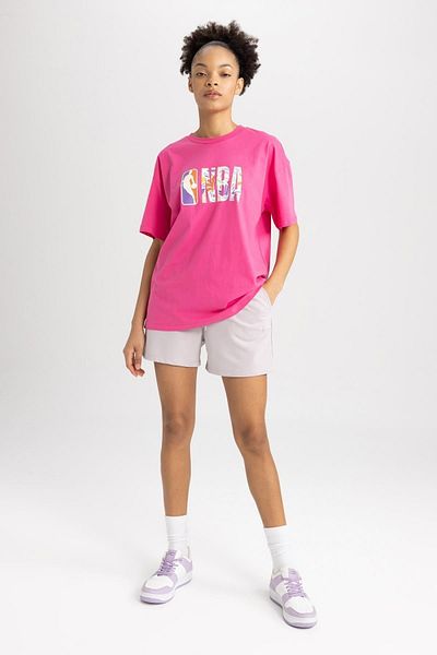 DeFacto Fit Nba Licensed Oversize Fit Crew λαιμόκοψη κοντομάνικο μπλουζάκι από 100% βαμβάκι