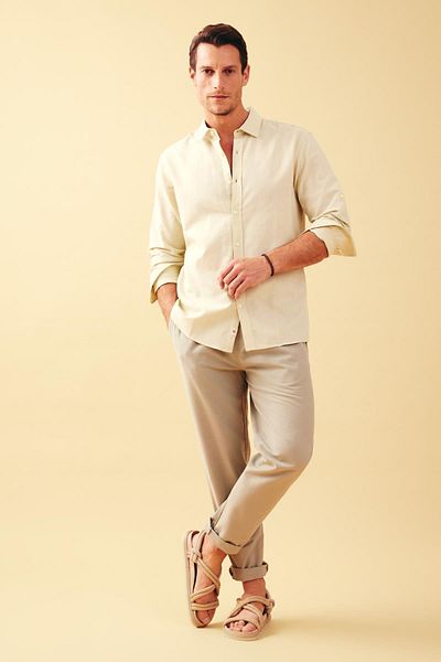 DeFacto Long Sleeve Modern Fit Linen Shirt Z5282az23sm