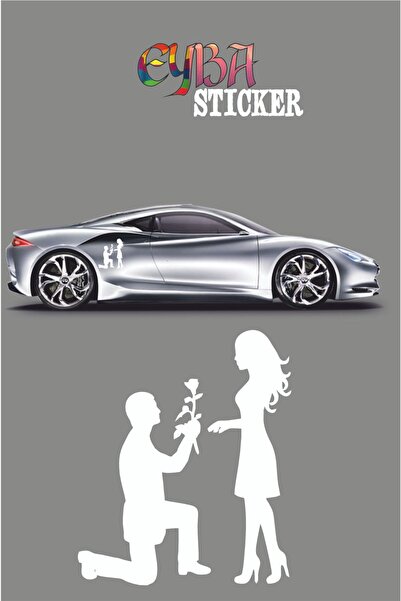 EYBA STİCKER 18x15 Cm Floral Proposal Dear Car Sticker