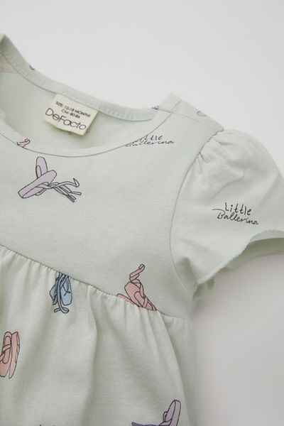 DeFacto Ballerina Printed Short Sleeve Baby Girl Pajamas Set - C3487A524HS