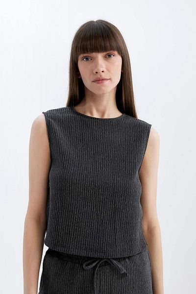 DeFacto Regular Fit Crew Neck Basic Plain Wrap Tank Top D1523Ax24Sm