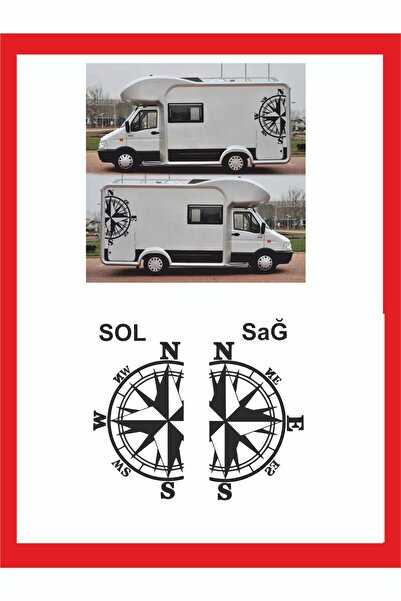 EYBA STİCKER Pusula 2 Adet 74*43cm Sağ-sol Oto Sticker -karavan Sticker- Kamp...