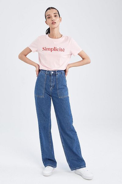 DeFacto Regular Fit Crew Neck Printed Short Sleeve T-Shirt W9828az22sm
