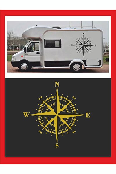 EYBA STİCKER Pusula Sticker 25x25cm 1 Adet Oto Sticker - Kamp Karavan Sticker