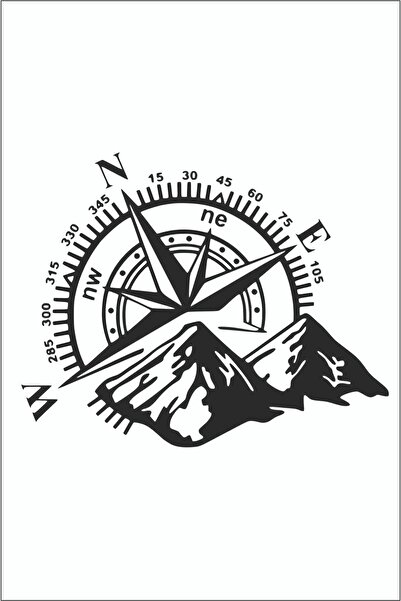 EYBA ملصق سيارة بوصلة جبلية للطرق الوعرة، مقاس 50 × 40 سم، ملصق سيارة أسود