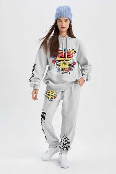 DeFacto Cool SpongeBob Oversize Fit Hooded Printed Sweatshirt