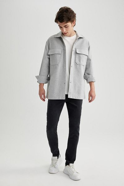 DeFacto Relax Fit Lumberjack Basic Solid Pocket hosszú ujjú ingkabát A6876ax23au