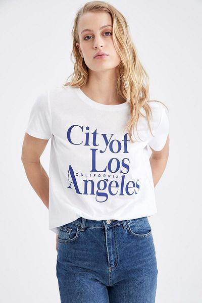 DeFacto Tricou cu mânecă scurtă, 100% bumbac, cu decolteu roșu, cu formă normală W9822az22sm
