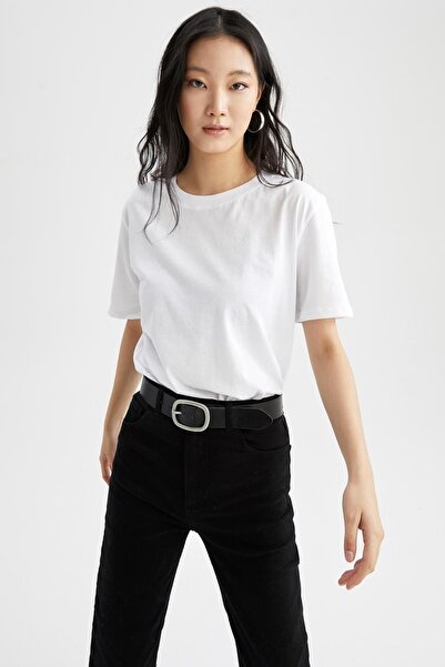 DeFacto Tričko Regular Fit Crew Neck s krátkým rukávem ze 100% bavlny