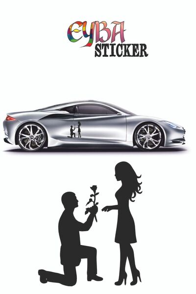 EYBA STİCKER ملصق سيارة مقاس 18 × 15 سم مزين بالزهور
