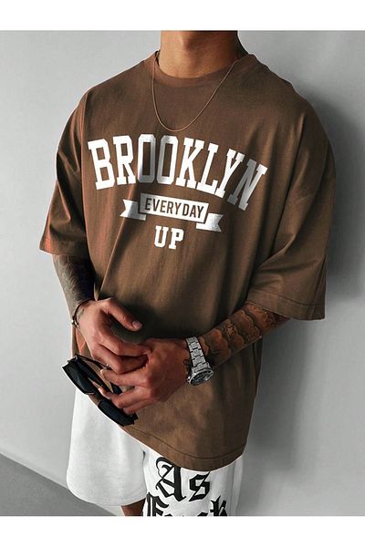 QUEENSTOWN Ανδρικό μπλουζάκι με στάμπα Brooklyn Oversize