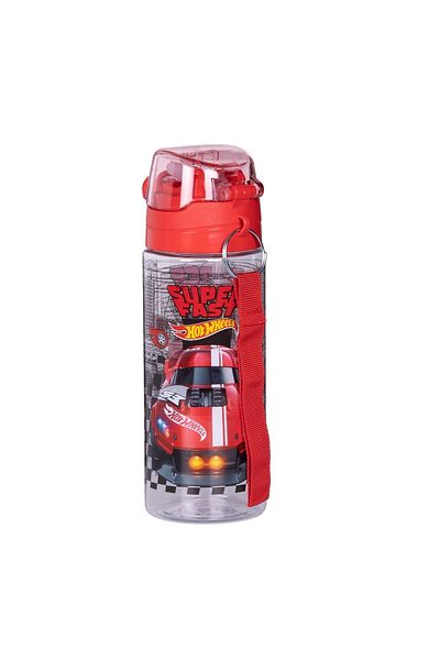 WİGGLE Wiggle 500ml Hot Wheels - زجاجة مياه مع مصاصة وحزام قابل للقفل