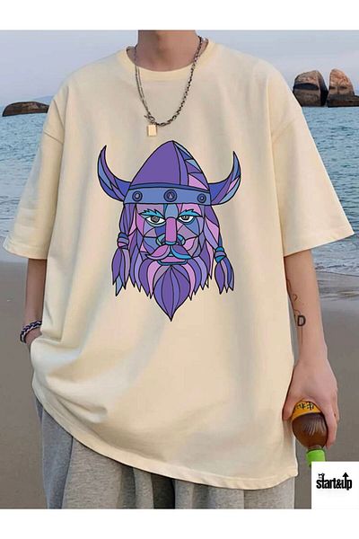 QUEENSTOWN Ανδρικό T-Shirt King Printed σε Μπεζ χρώμα - strup 00000079