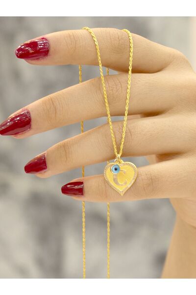Zeynepli gold & jewelry 14 Ayar Altın Kalpli C Harfli Kolye