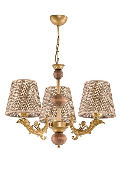 DEDE Antique Zamak Metal Chandelier - Three Arms, Brown Rattan Straw Hat