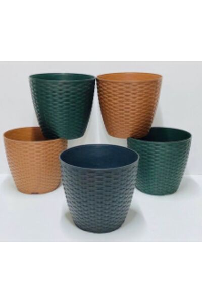 seazde Poliwork Kamelya Rattan 4 lü set 24cm Saksı Pastel Mix Paket