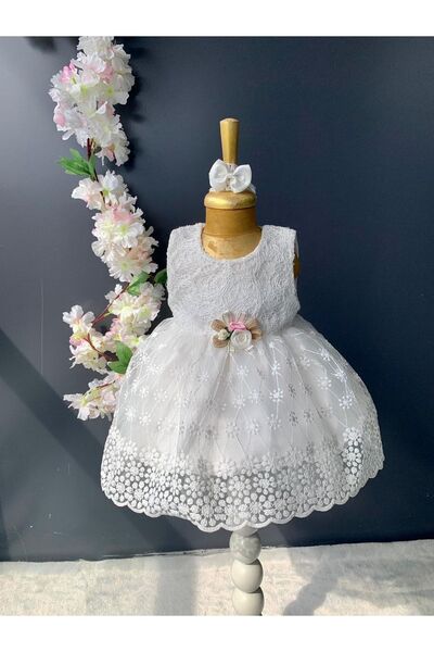 Petite Ponpon Baby Kız Bebek Yenidoğan Mevlüt Elbisesi Bebek Hediyelik Mevlütlük Elbise