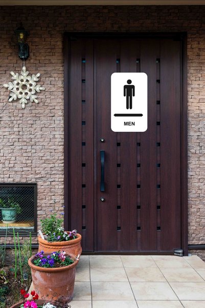Aldebaran Reklam Men-Women Wc Door Direction Sign Yellow Wood 8X13 cm 2 Pieces